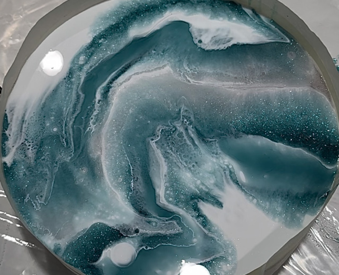 Создание картины из эпоксидной смолы в стиле «Мрамор» Фото 12