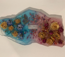 Создание подноса-осколка из эпоксидной смолы с цветами Фото 34